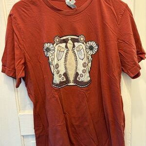Rust Graphic T-Shirt with Floral Design